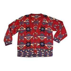 Lands End Direct Merchants vintage oversized cardigan Sz M 100% cotton